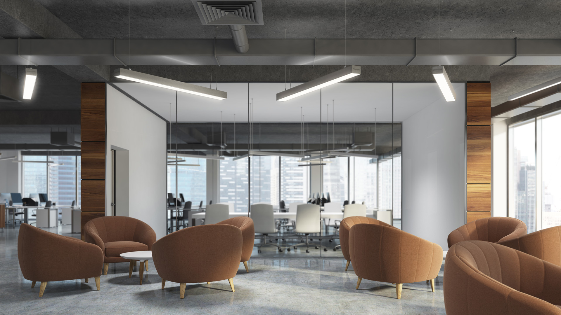 Modern LED lighting fixtures for offices friendly to architects