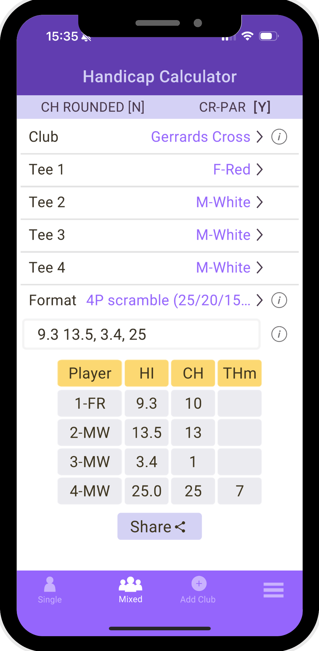 WHS Handicap Calculator