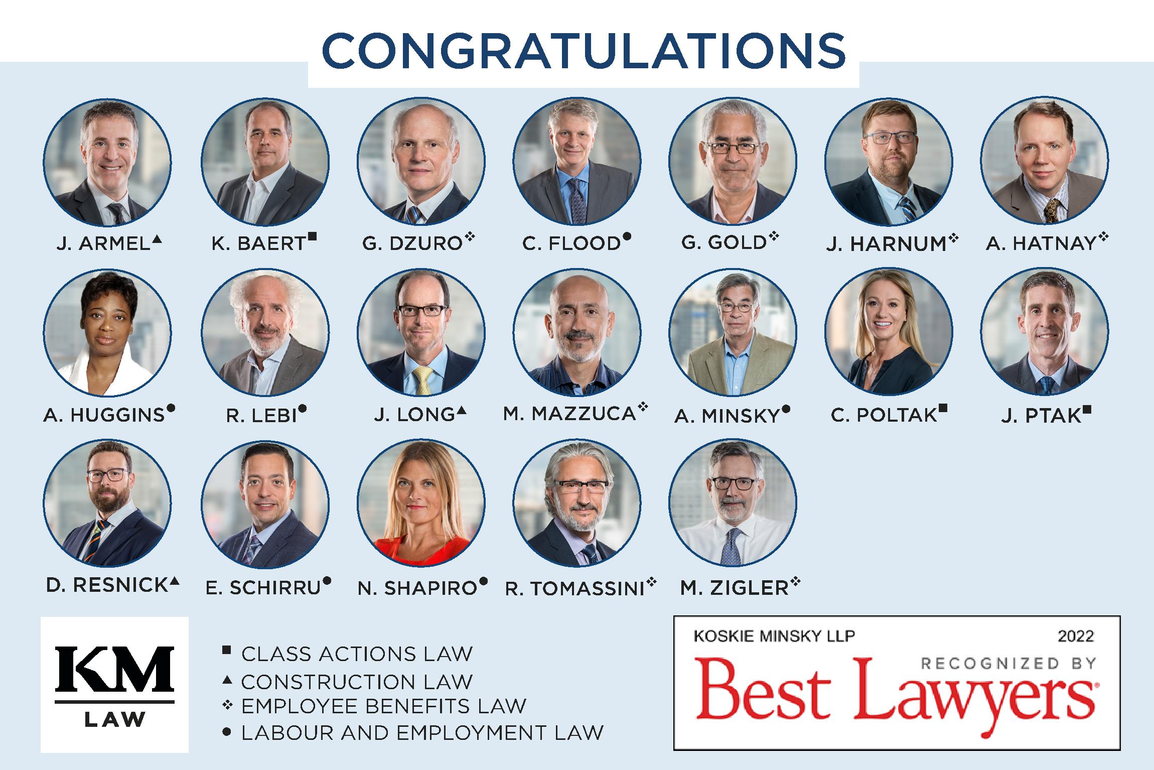 KM Lawyers Listed in the 16th Edition of The Best Lawyers in Canada® Koskie Minsky LLP