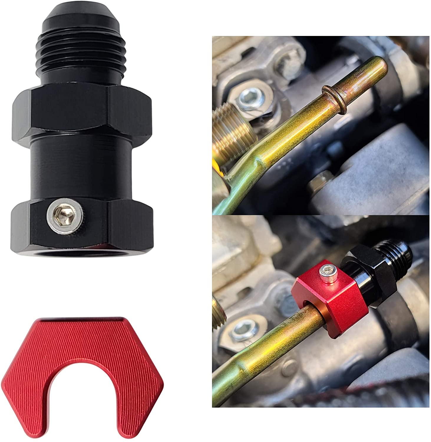 6AN to 3/8 Quick Connect Fitting for Fuel HardLine KMOTOR