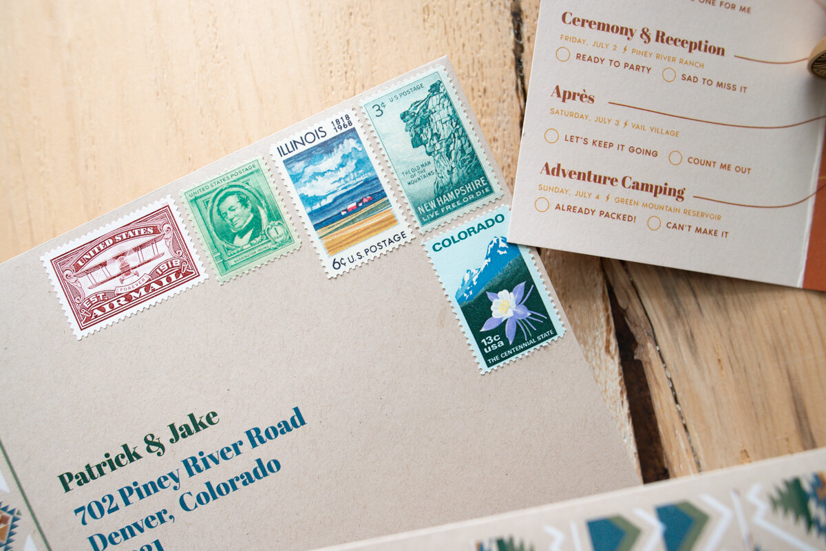 Yes, you can use vintage stamps on your invites! Knapp Design Co.