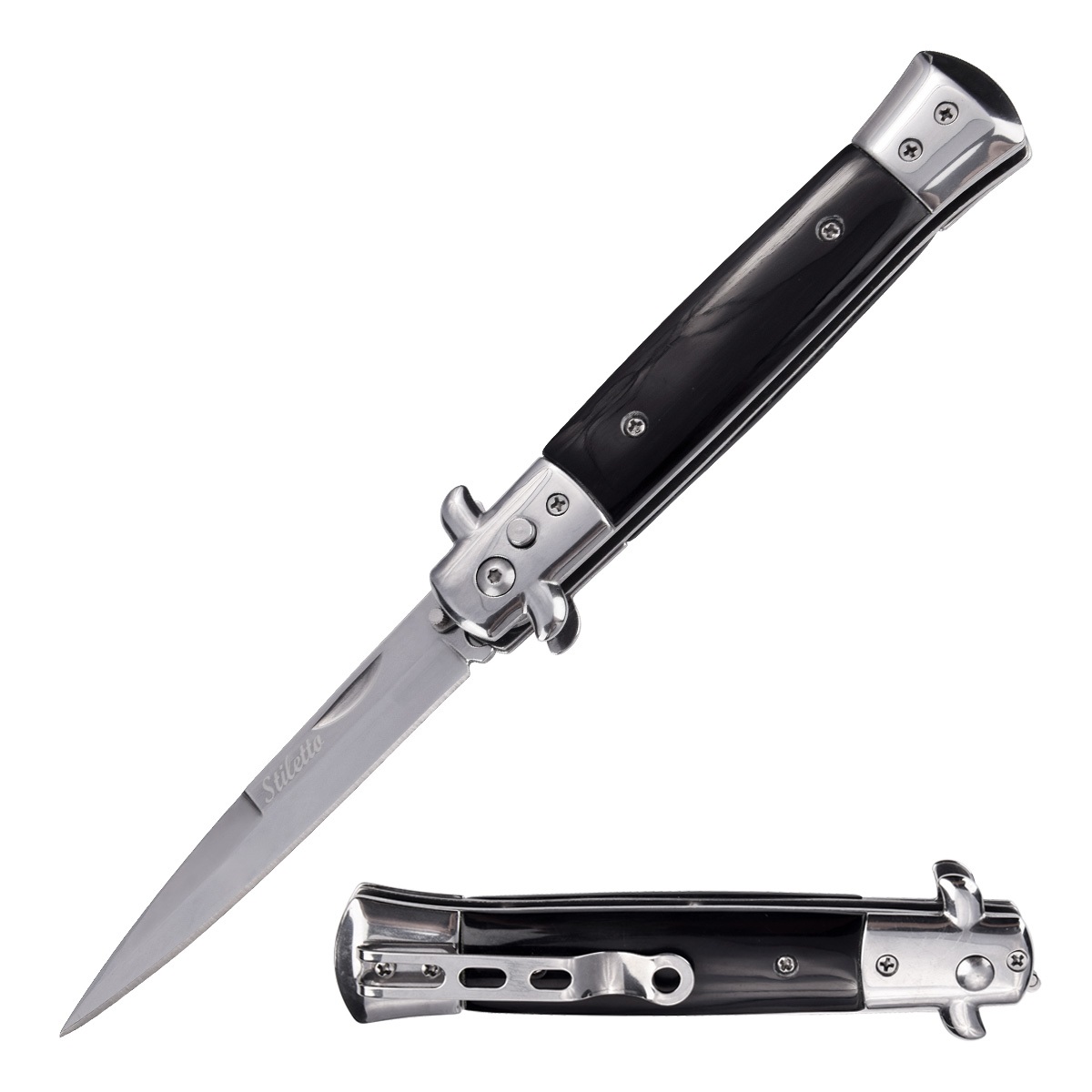 5" Closed Classic Stiletto Automatic SwitchBlade Knife6E21