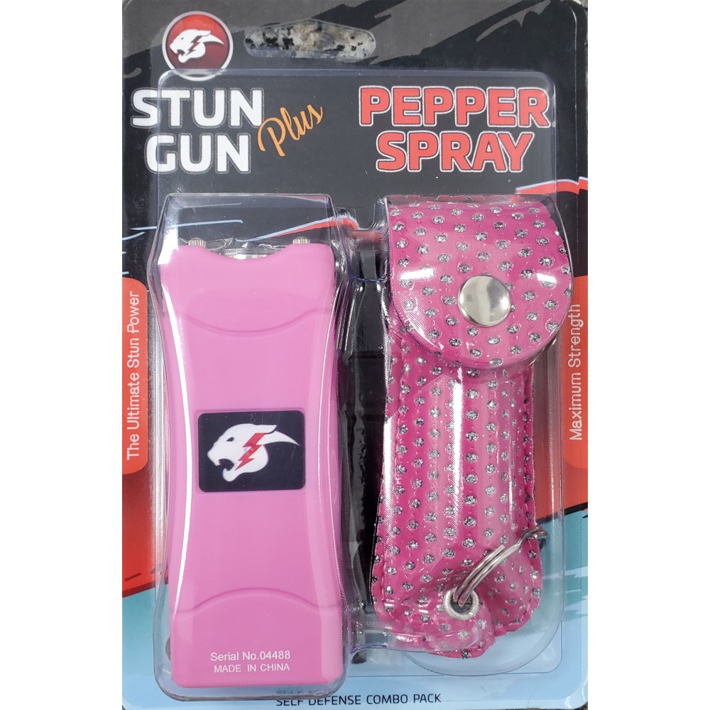 Mini Stun Gun and Pepper Spray Combo for Self Defense Pink