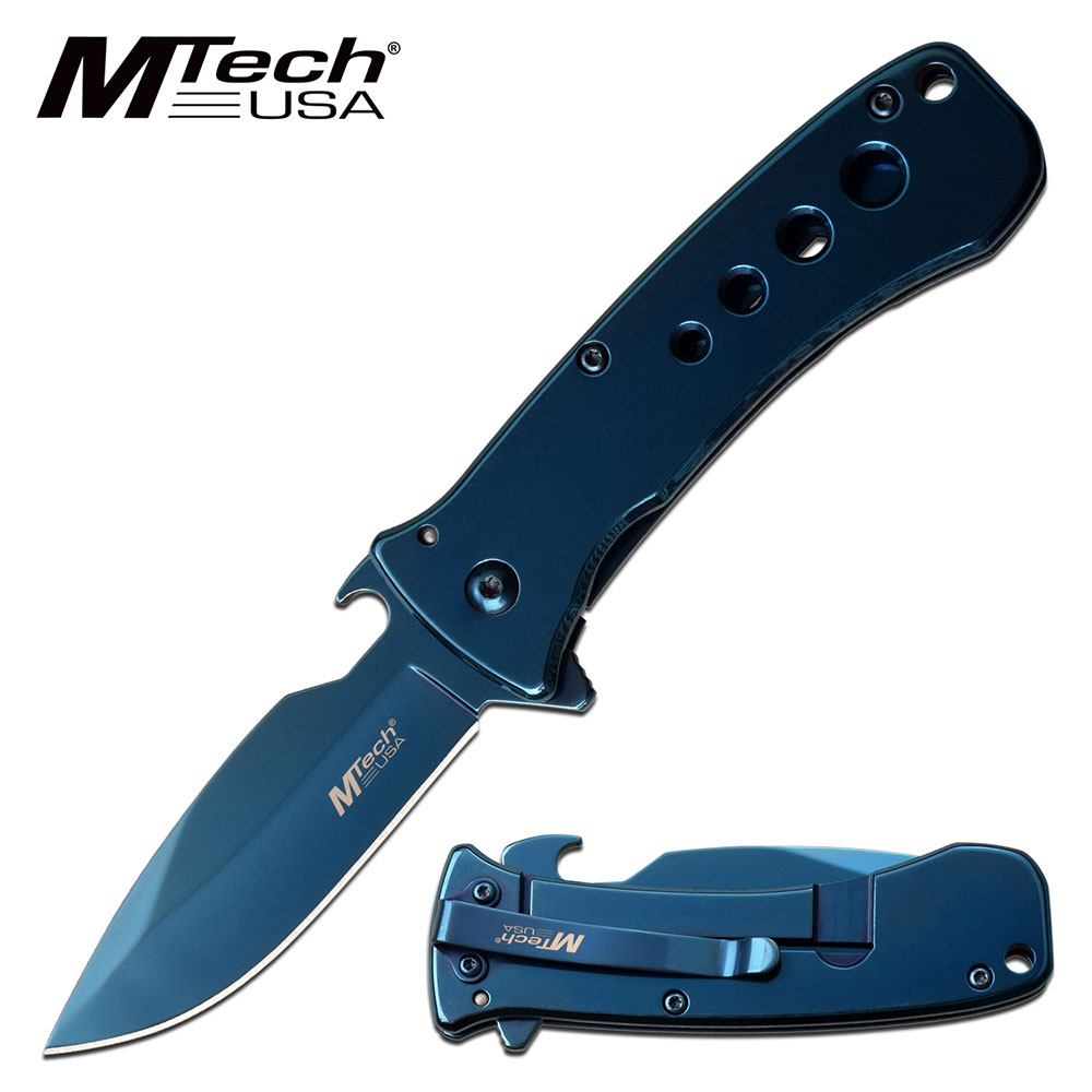 Spring Assisted Opening Pocket Knife Bottle Opener on Blade