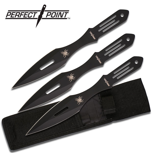 9 Inch Black Stainless Steel Throwing Knife Set of 3 with S