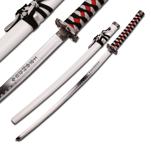Dragon Samurai Katana Sword Black and White Cord Wrapped H