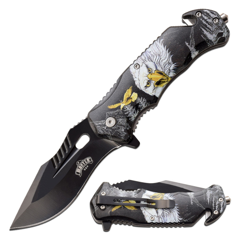 Pocket Knife Black Eagle Tactical Handle Spring Assisted Kni