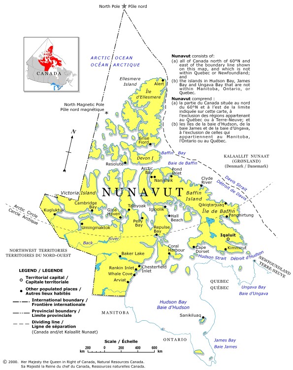 Map of Nunavut Territory