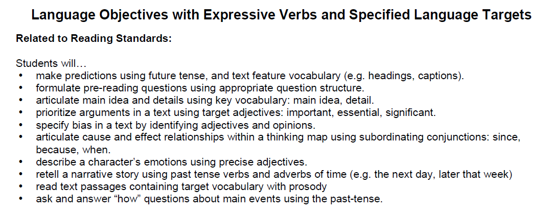 Unit 4 Language Objectives KNILT
