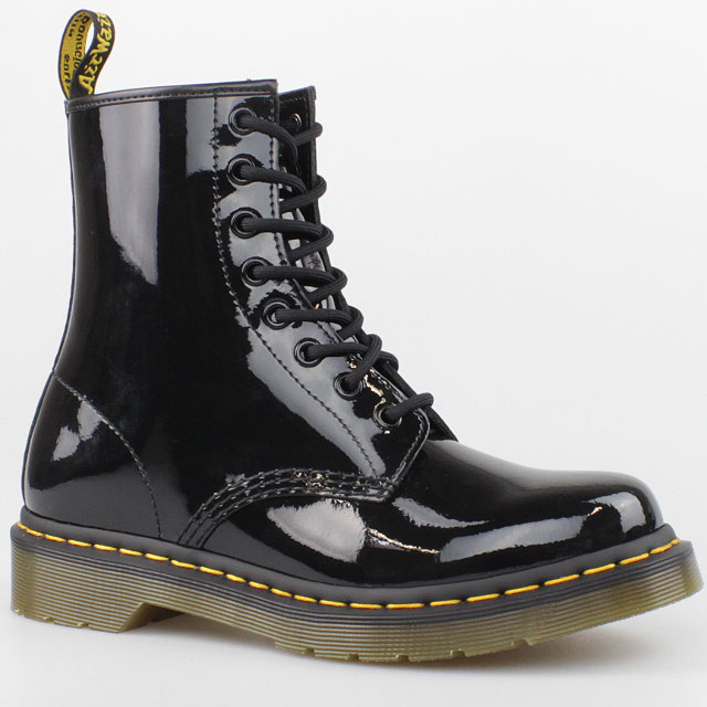 Dr. DOC MARTENS STIEFEL 8LOCH BOOTS BLACK SCHWARZ LACK LEDER PASCAL