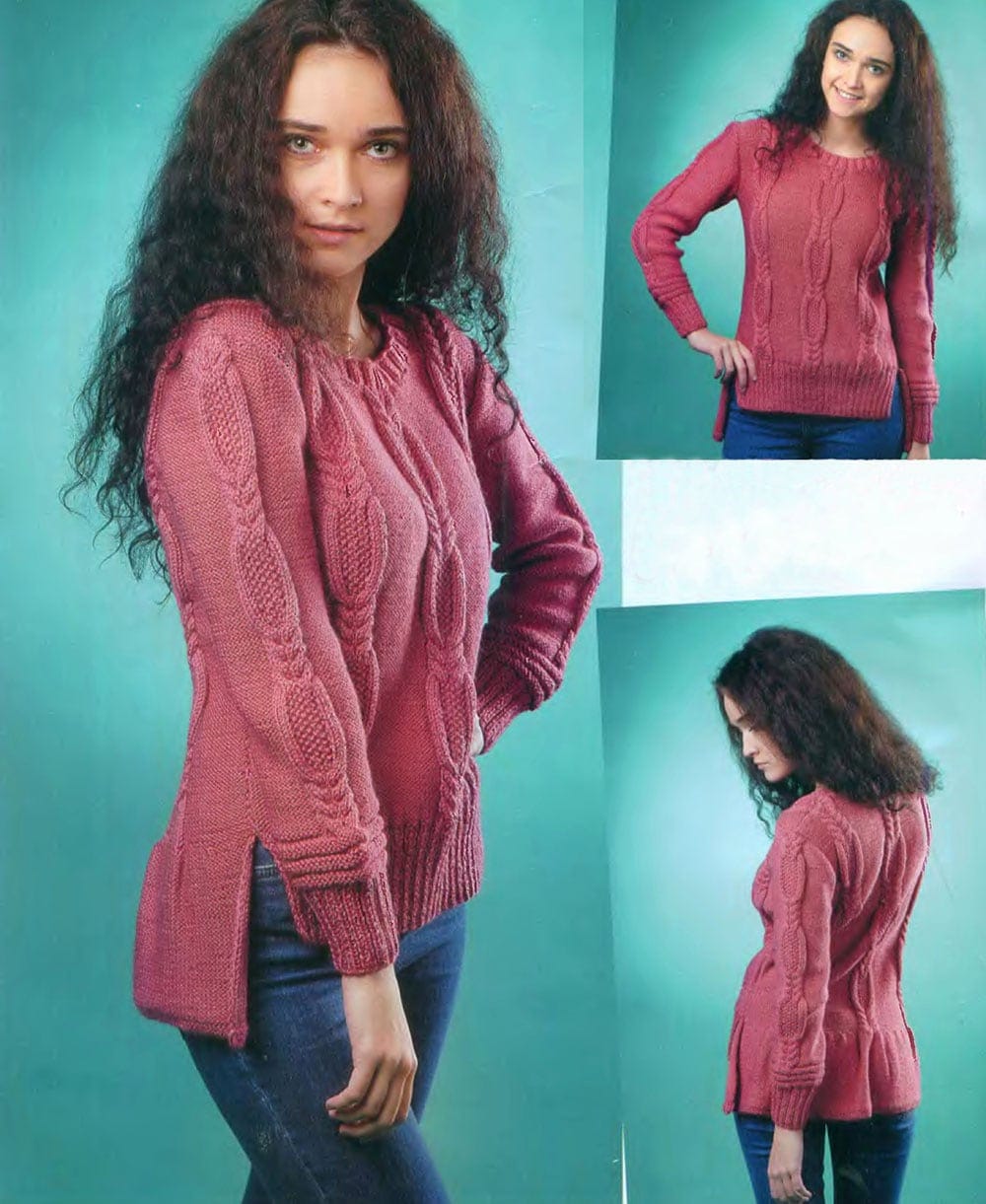 Free Knitting Patterns Pullover with Cables