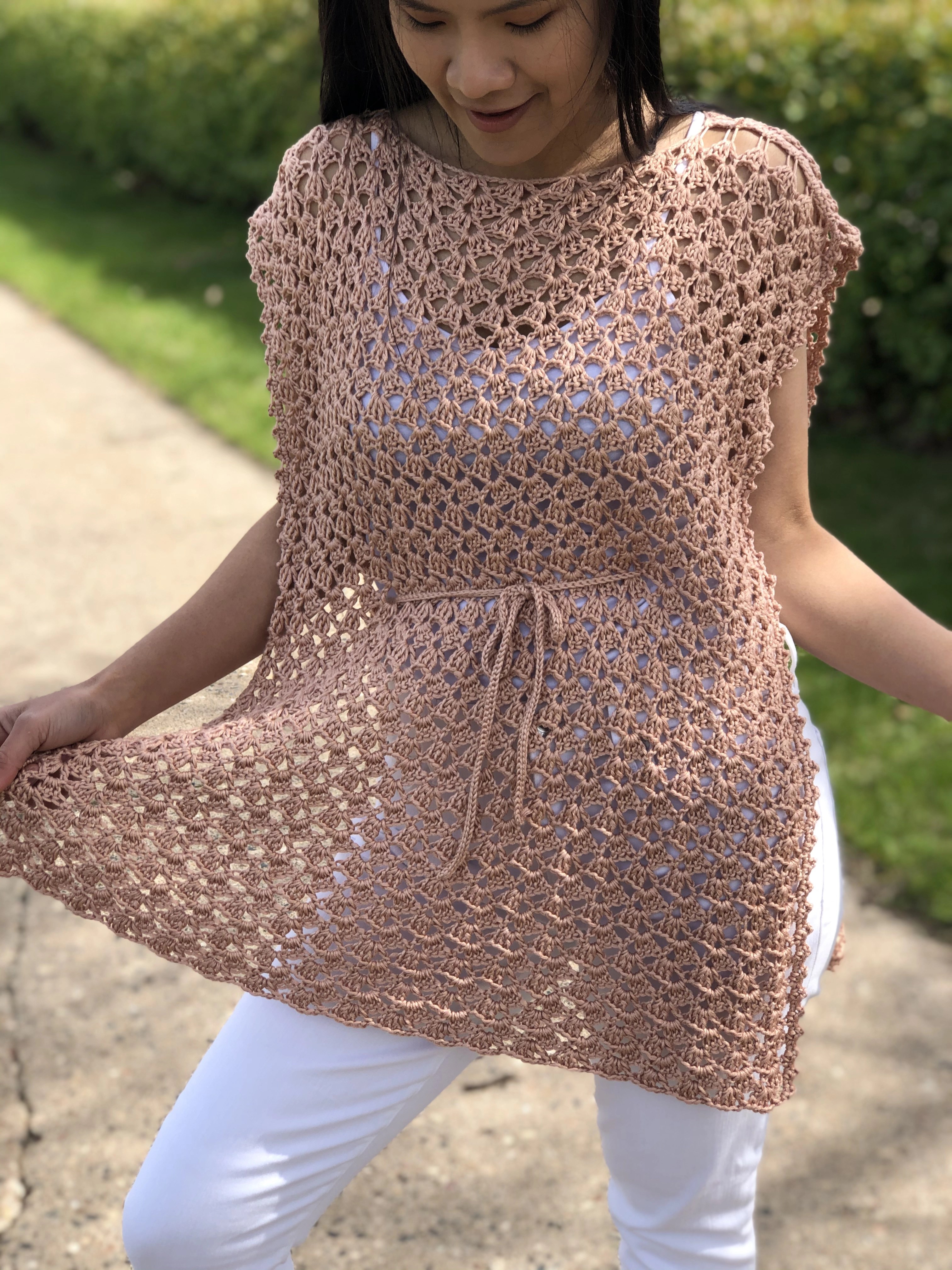 Crochet Poncho Summer Top Pattern and Tutorial KnitcroAddict