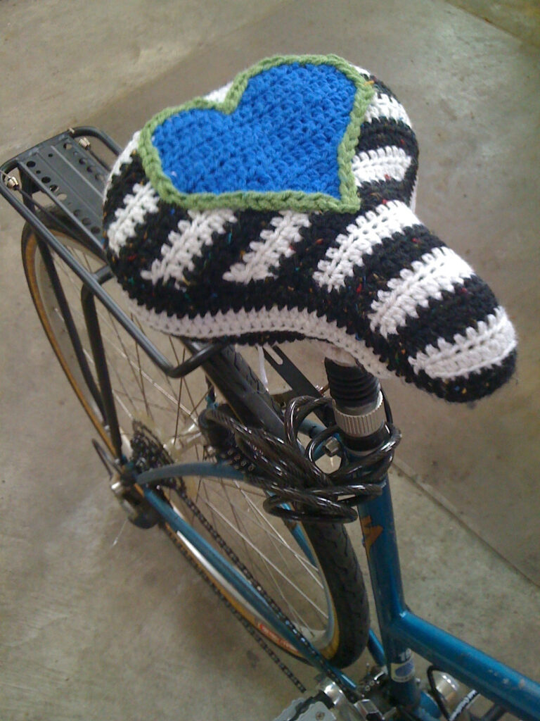Crocheted Heartfelt Bicycle SeatCover Get The FREE Pattern! KnitHacker