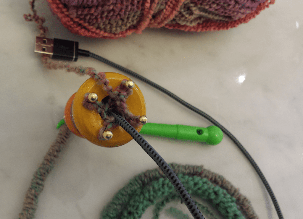QuickMake Gift! French Knit a USB Cable Cozy KnitHacker