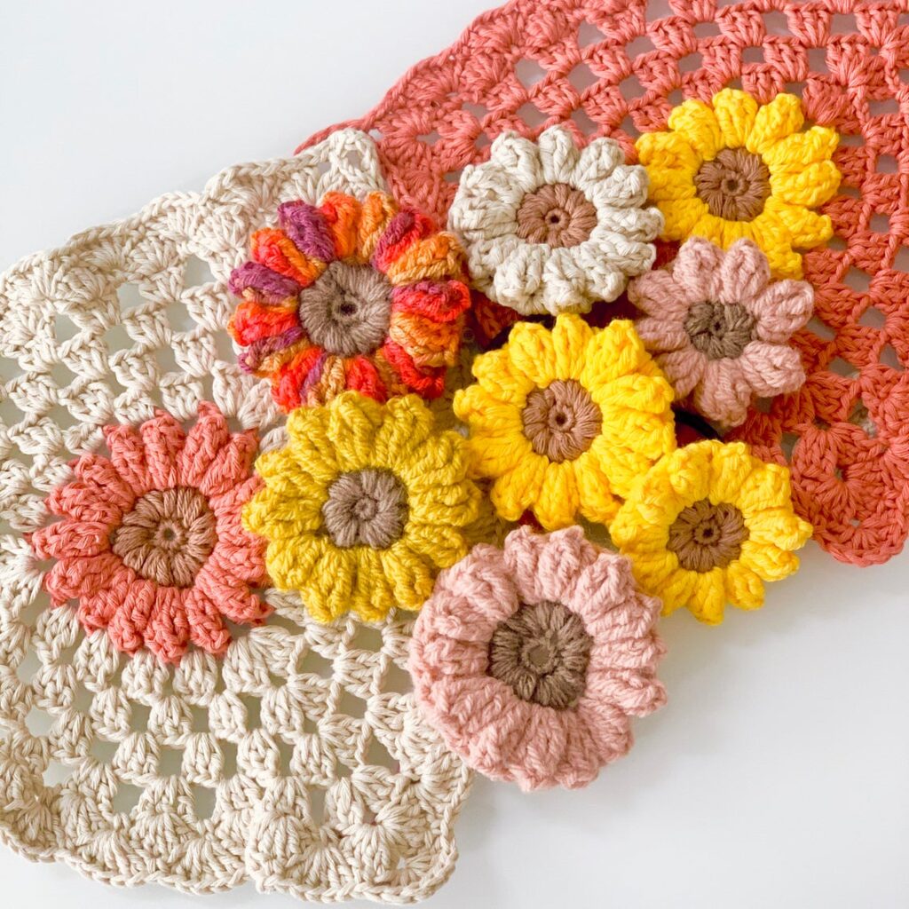 Sunflower Power! This Cute Crochet Appliqué Is Great For Hair Clips