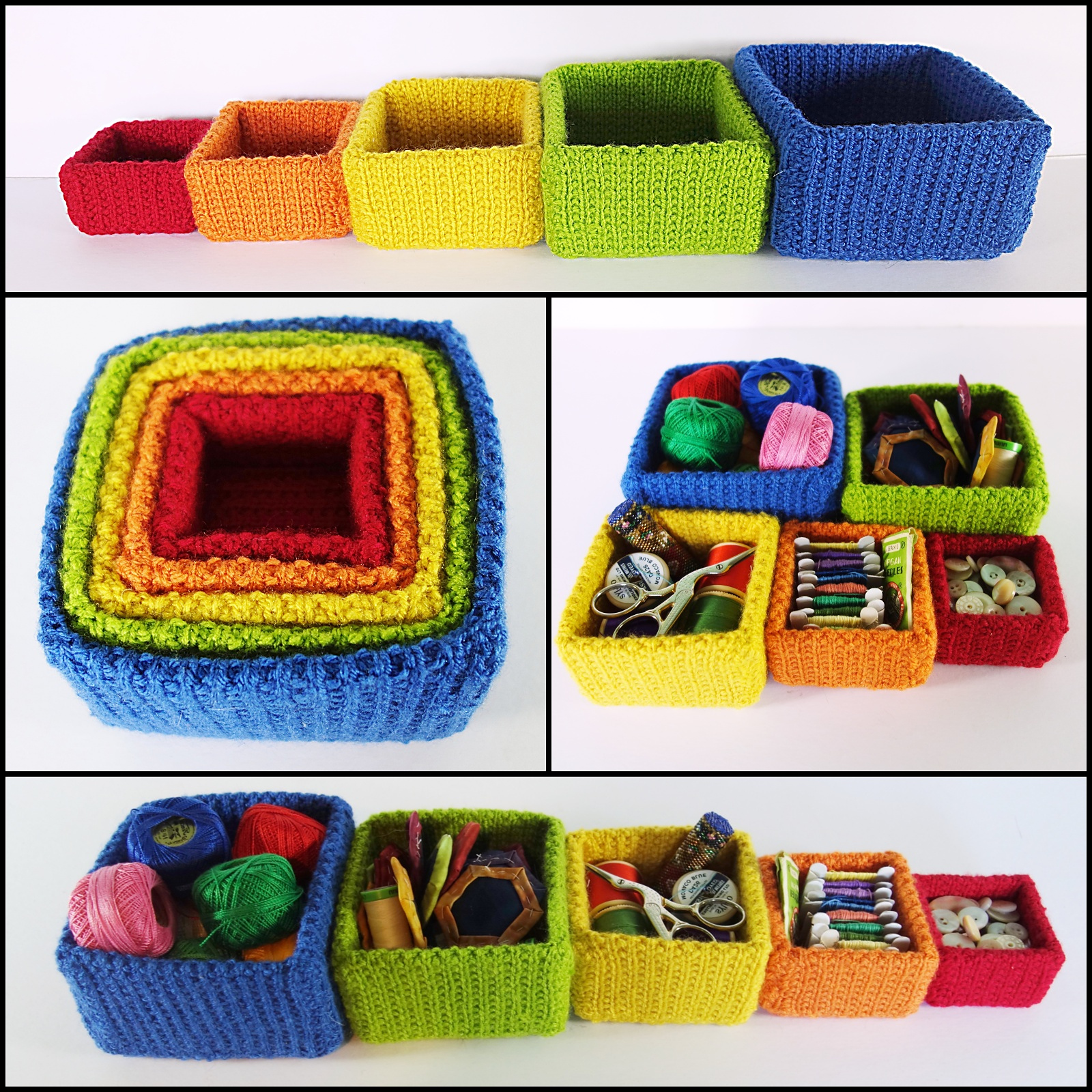 Free Pattern! Knit a Set of Square Nesting Boxes, Designed by Frankie