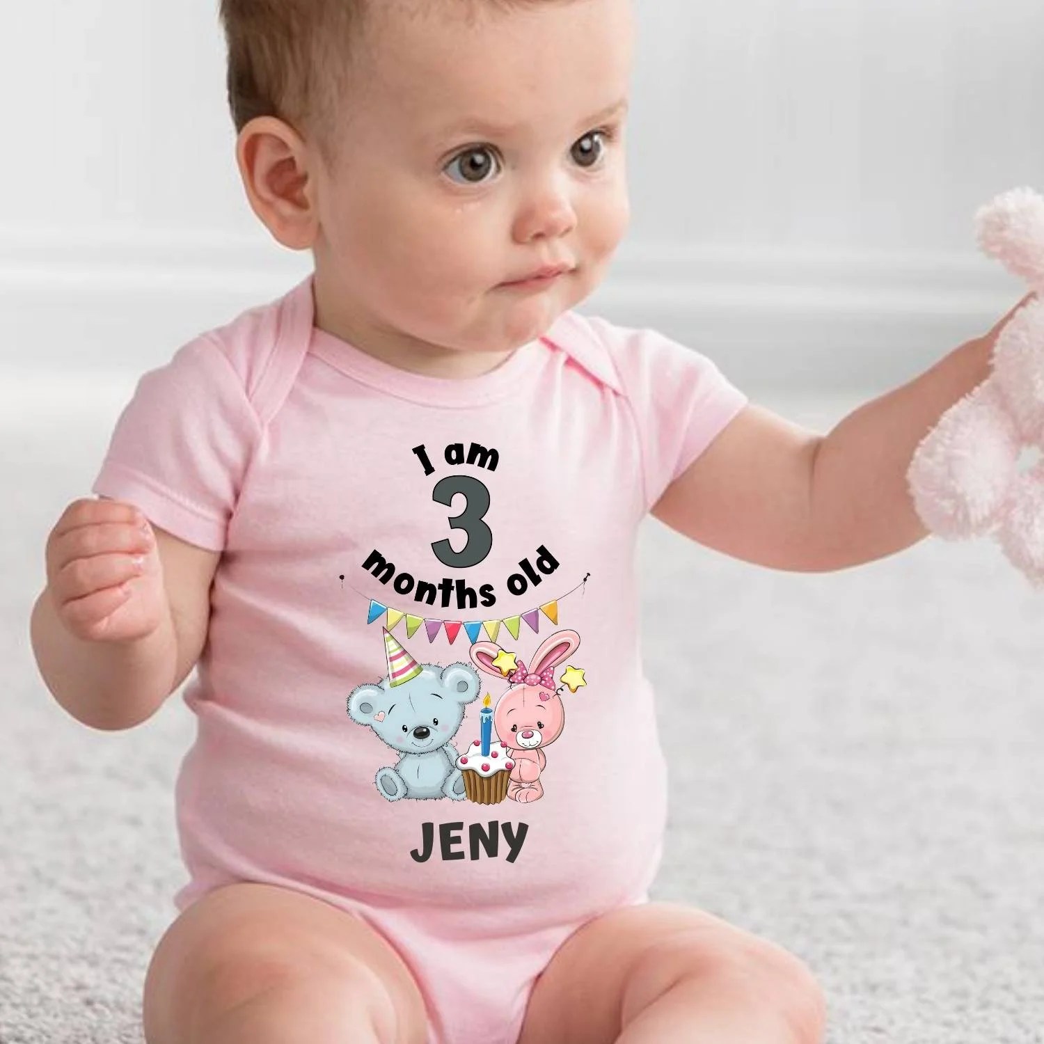 3 month baby clothes Customized Monthly Birthday Outfit KNITROOT