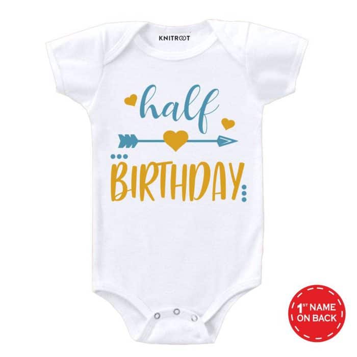 Half birthday baby romper Knitroot