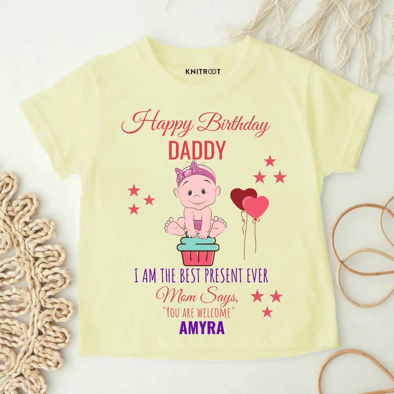 Happy Birthday Daddy T shirt For Baby Customize Clothing KNITROOT