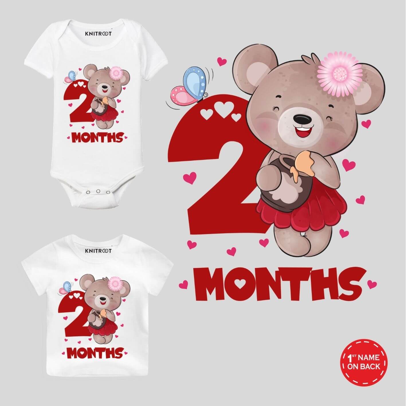 Happy 2nd Month Birthday Baby Outfit Customized Clothes Knitroot