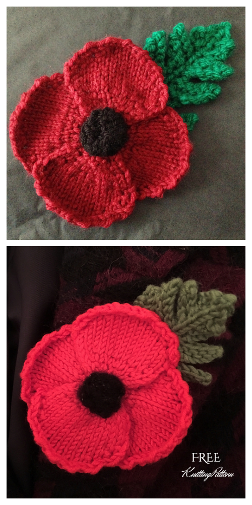 Knit Poppy Flower Free Knitting Patterns Knitting Pattern