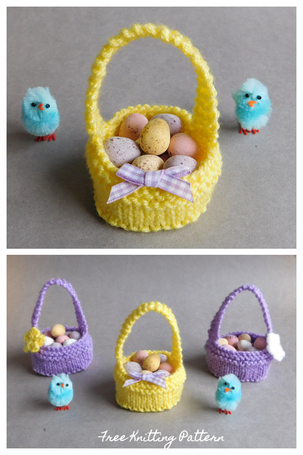 Mini Easter Basket Free Knitting Patterns Knitting Pattern