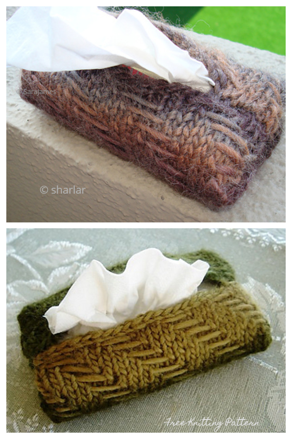 Knit Pocket Tissue Cover Free Knitting Patterns Knitting Pattern