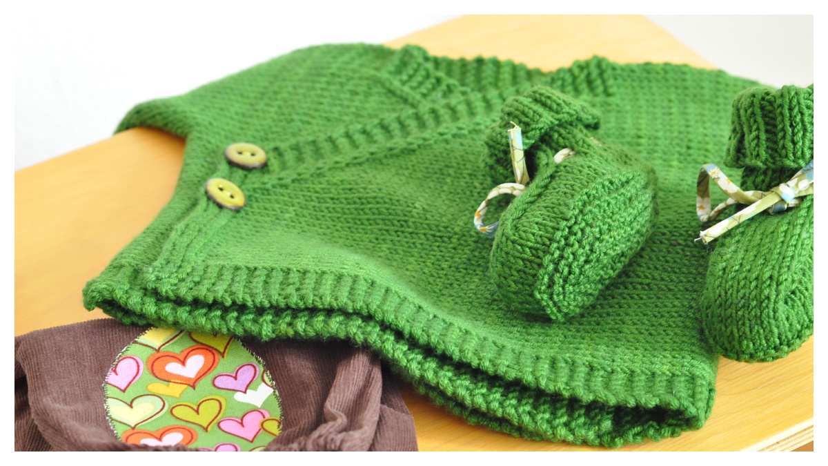Buttoned Baby Kimono Cardigan Free Knitting Pattern Knitting Pattern