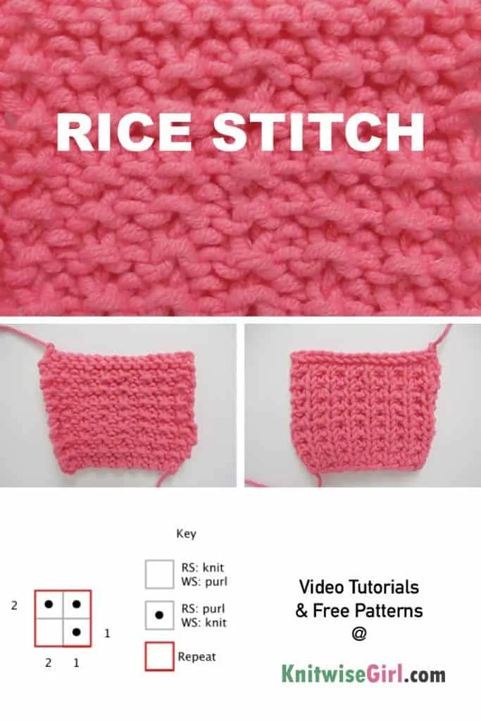 How to Knit Rice Stitch English & Continental Style Knitwise Girl