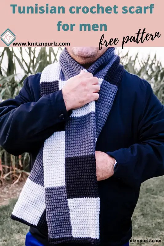 Tunisian crochet scarf for men tshirt yarn and crochet patterns