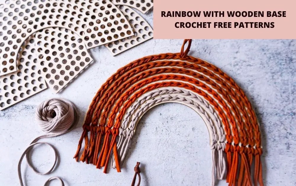 Crochet rainbow wall hanging free pattern tshirt yarn and crochet