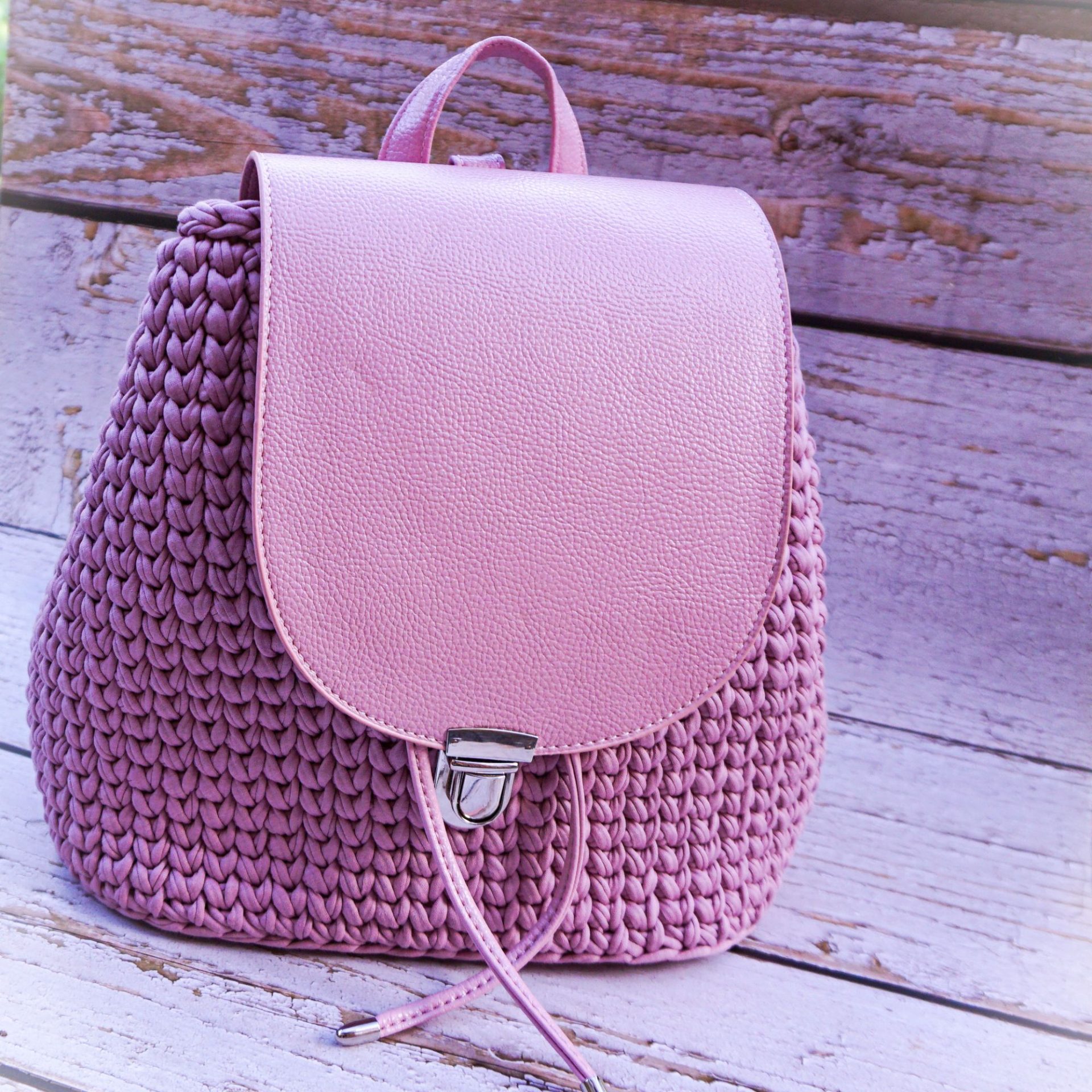 Crochet Small Backpack Free Pattern With Tshirt Yarn tshirt yarn and