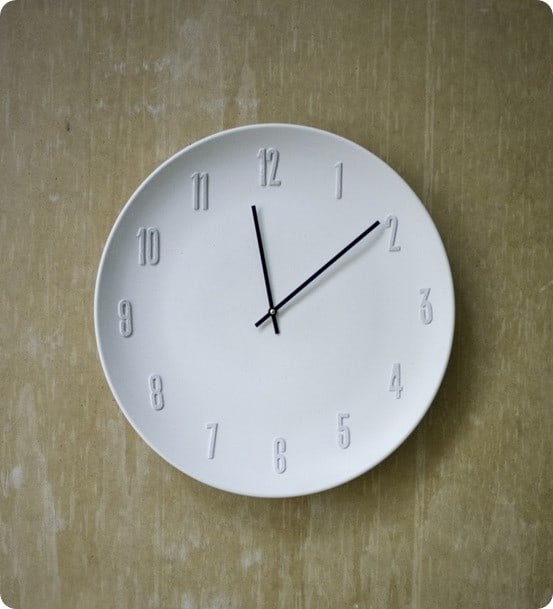 Minimalist White Clock from a Plate