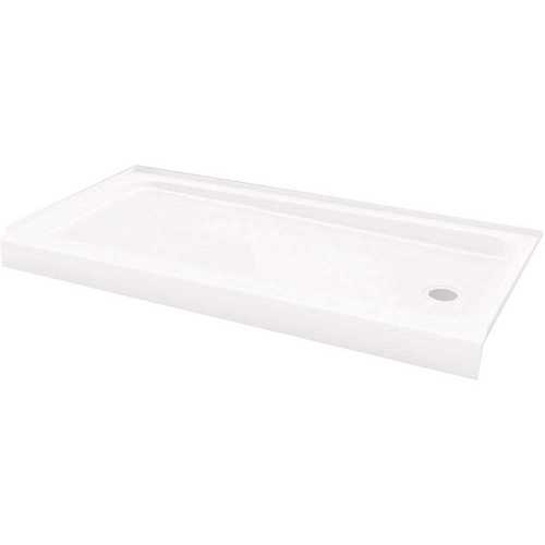 ShowerCast 60 in. x 30 in. Single Threshold Shower Pan in White with