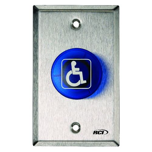 Momentary Mushroom Handicap Push Button, Satin Stainless Steel Finish