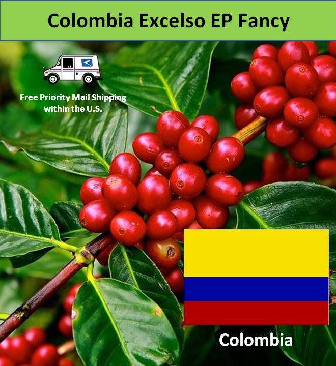 Green Coffee Beans Colombia Excelso EP Fancy 5 lbs. Knothole Coffee