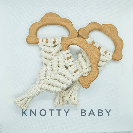 Wooden Cloud Macramé Teether Knotty_Baby