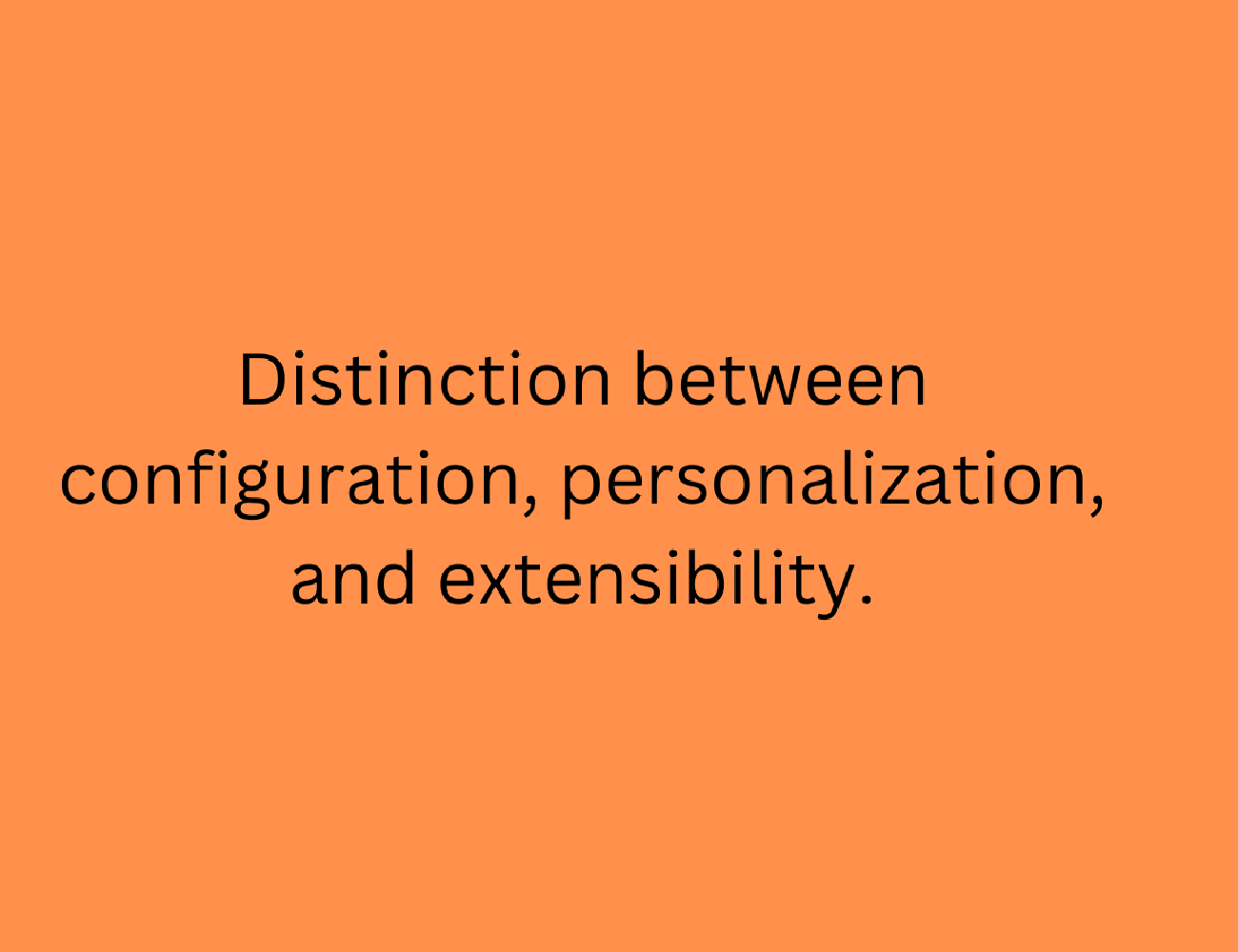 Distinction between configuration, personalization, and extensibility.