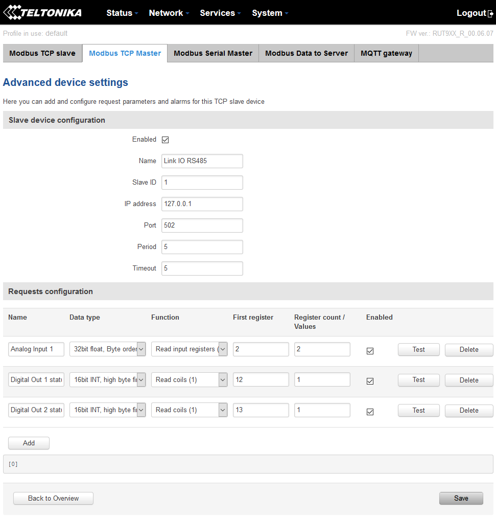 How do I set up the router to work as a RS485 to TCP