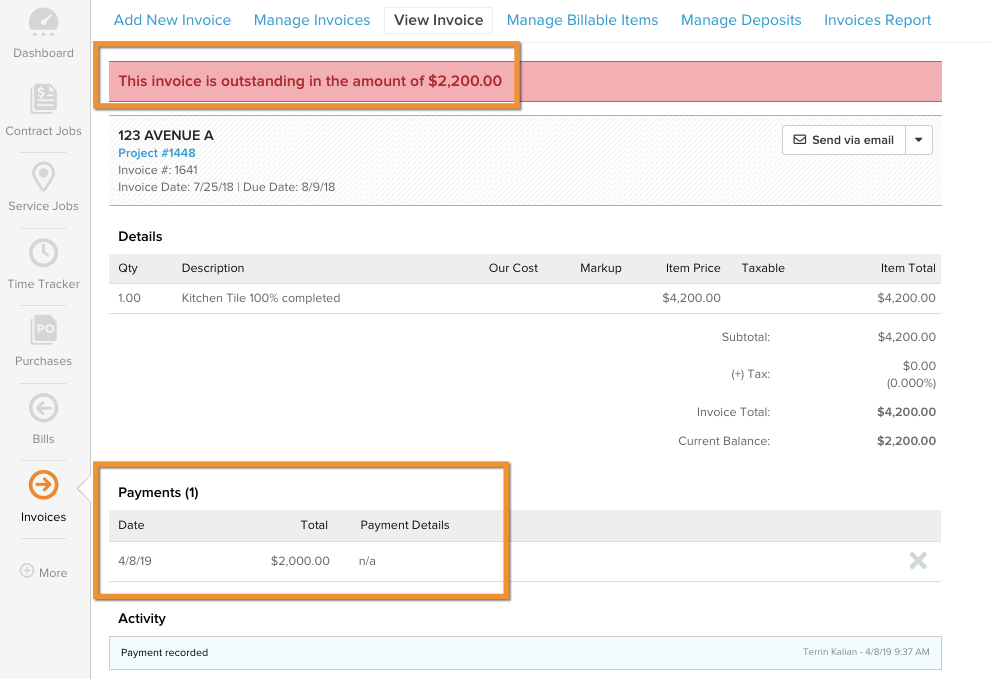 How to record partial invoice payments Knowify