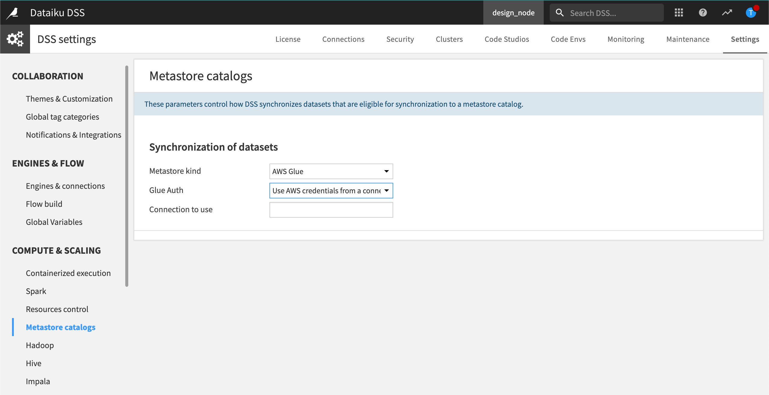 Howto Configure an external metastore (AWS Glue Data Catalog