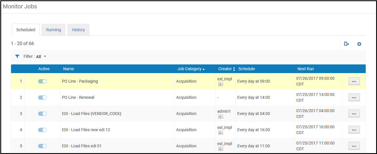 Scheduled Jobs Ex Libris Knowledge Center