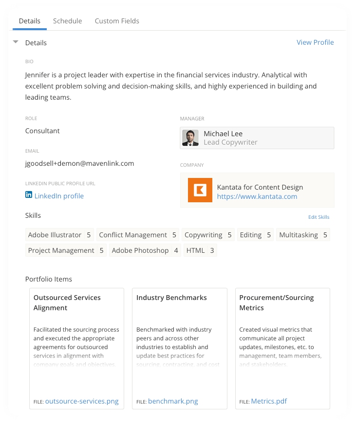 User Details Side Panel Overview Kantata Knowledge Base