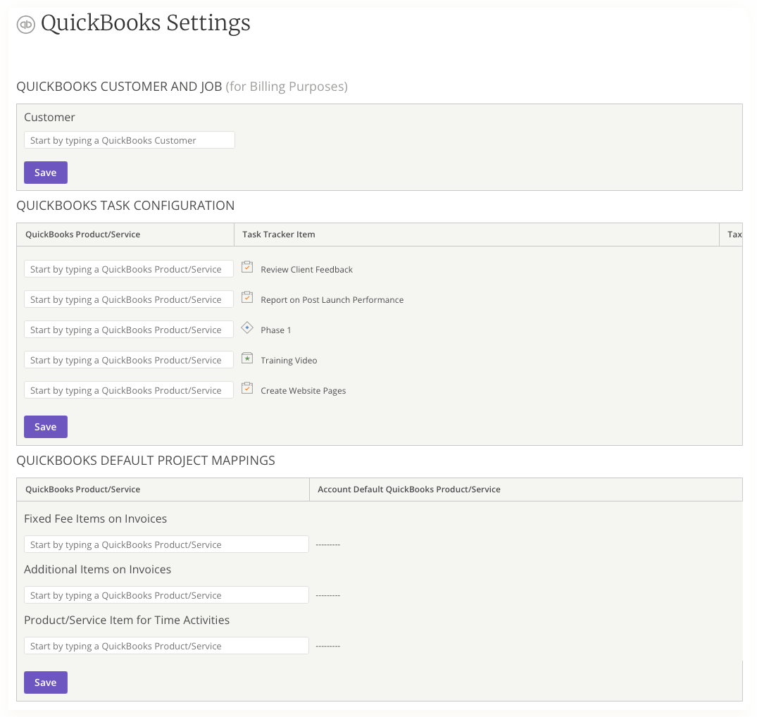 Project Settings Quickbooks Kantata Knowledge Base