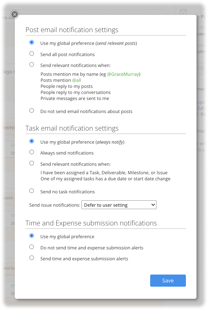 Notification Settings Kantata Knowledge Base