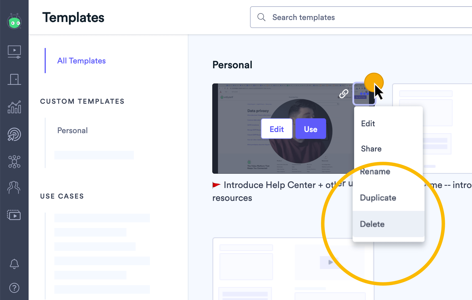 How to create and use templates Vidyard Support