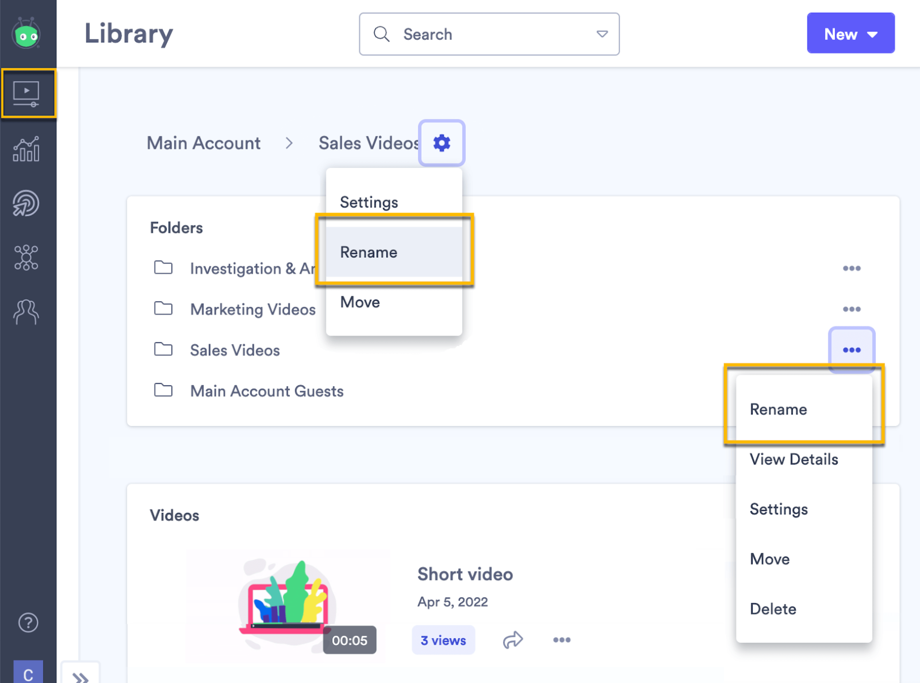 How to add and manage folders Vidyard Support