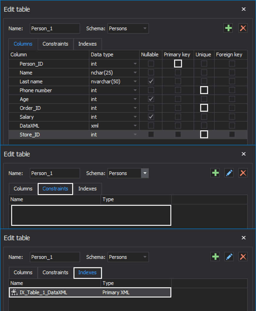 How to create or edit table using SQL data modelling tool