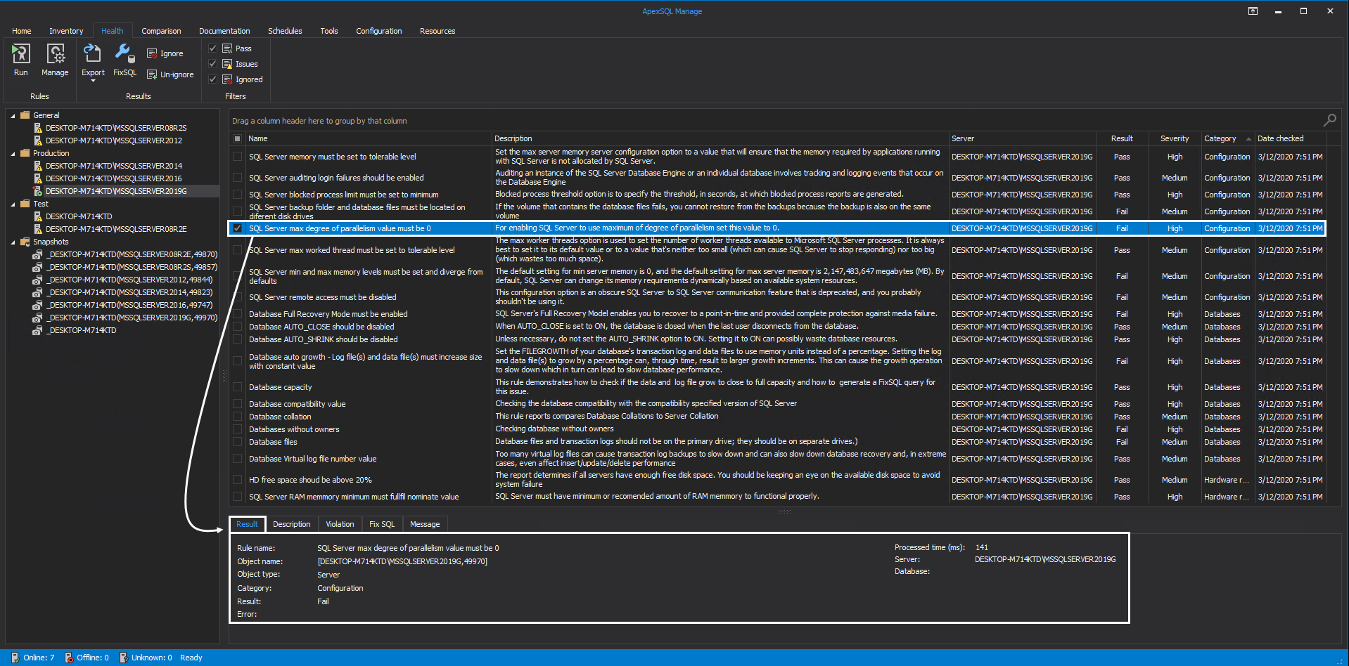How to perform health checks on SQL Server instances with ApexSQL Manage