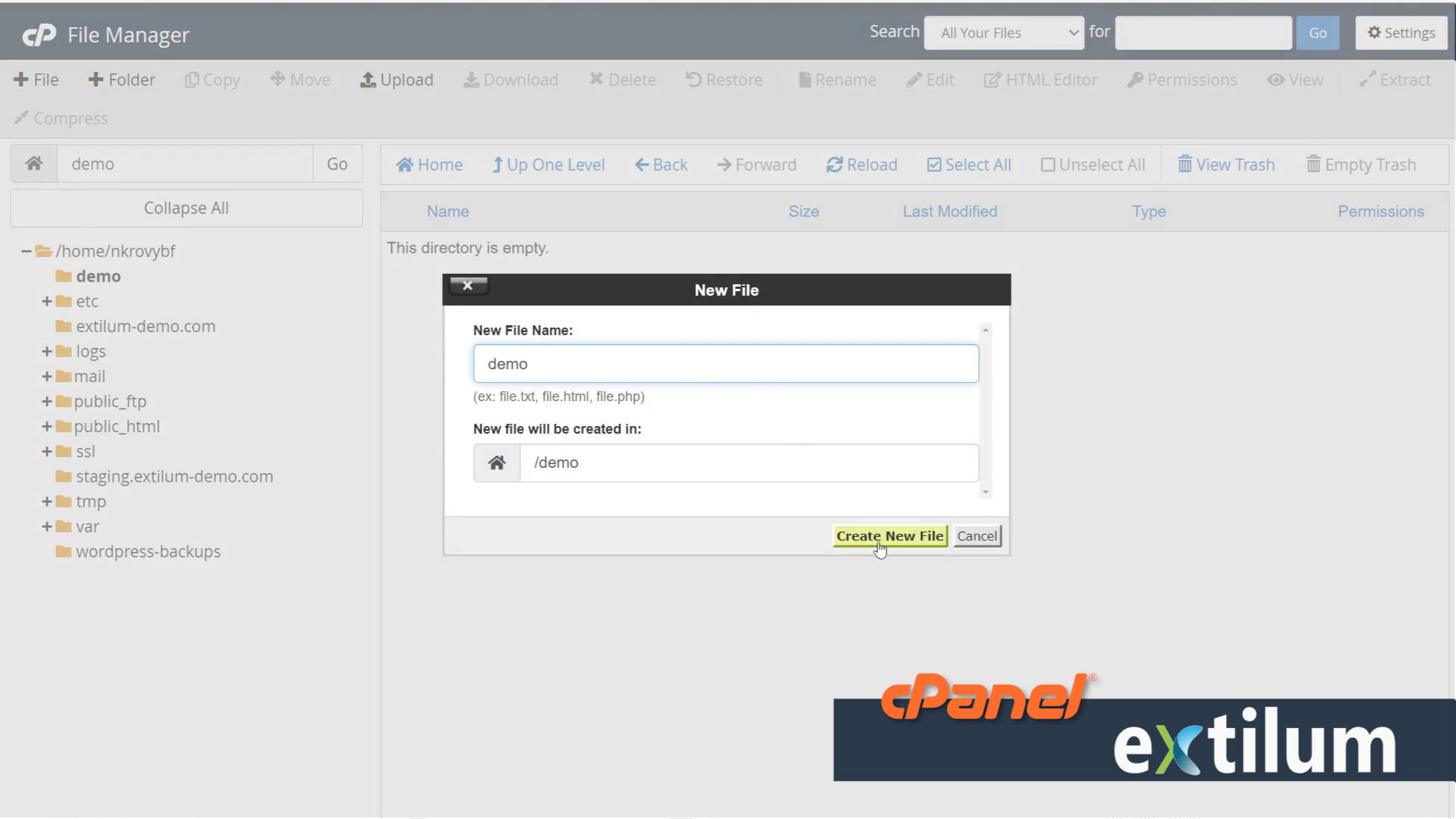 Create a New File or Folder in File Manager cPanel • Extilum Help